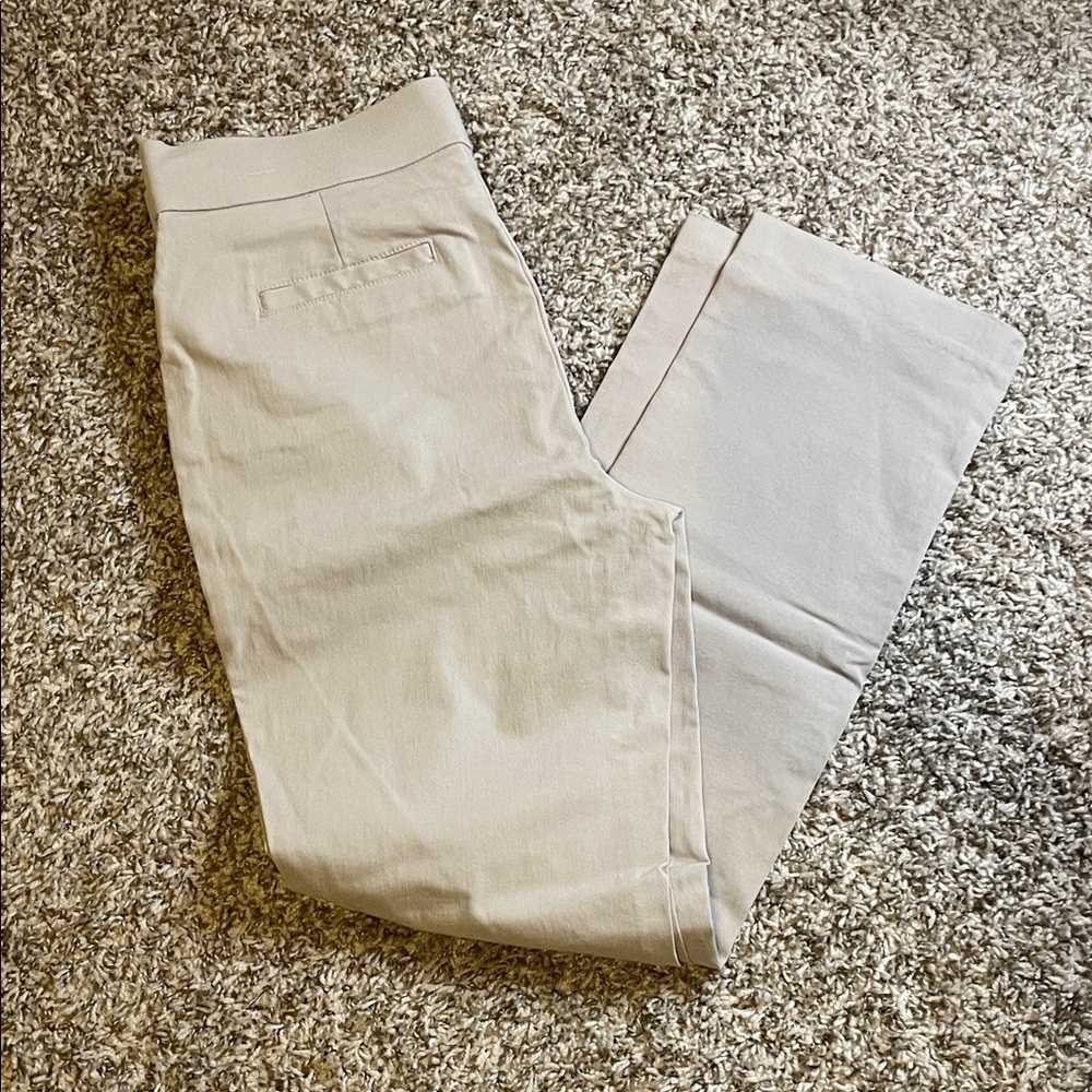 Pull on stretchy cream tan pants
